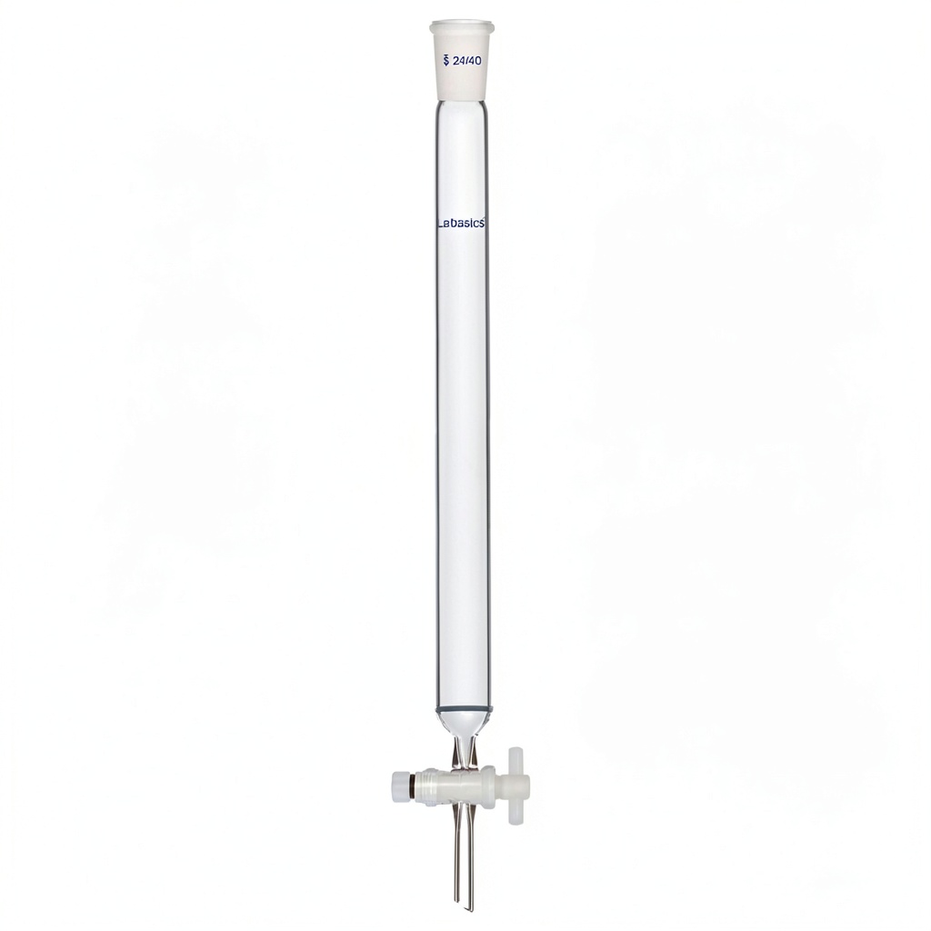 Labasics glass chromatography column with sintered disc and PTFE stopcock