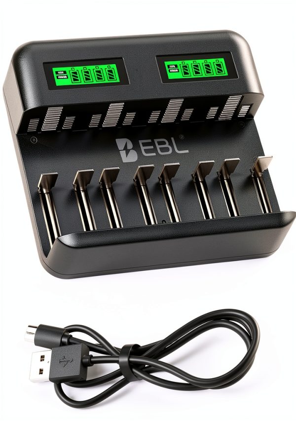 EBL LCD Battery Charger AA AAA C D Fast Charging USB Type C-0