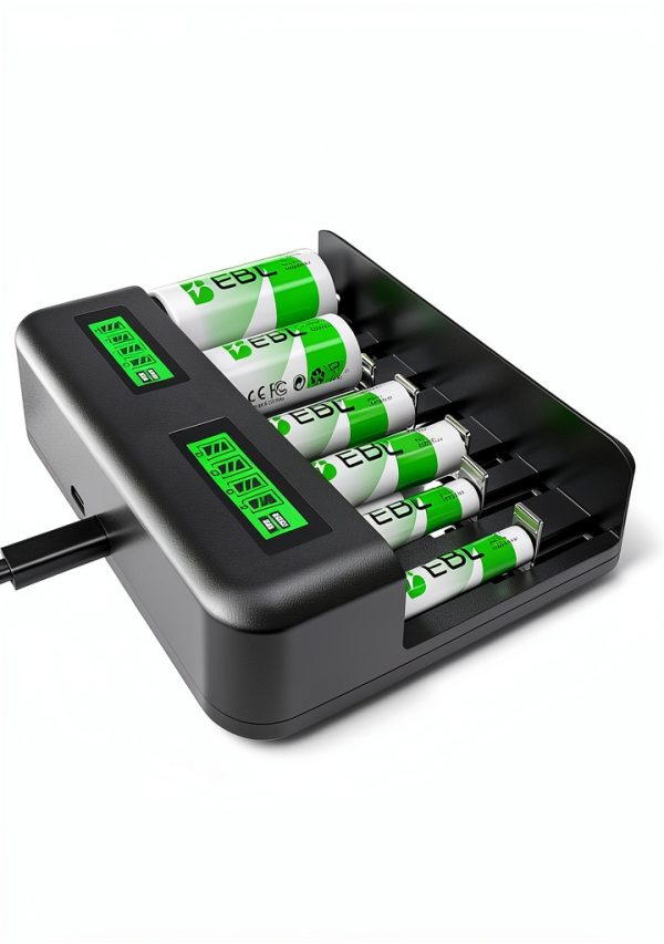 EBL LCD Battery Charger AA AAA C D Fast Charging USB Type C-5