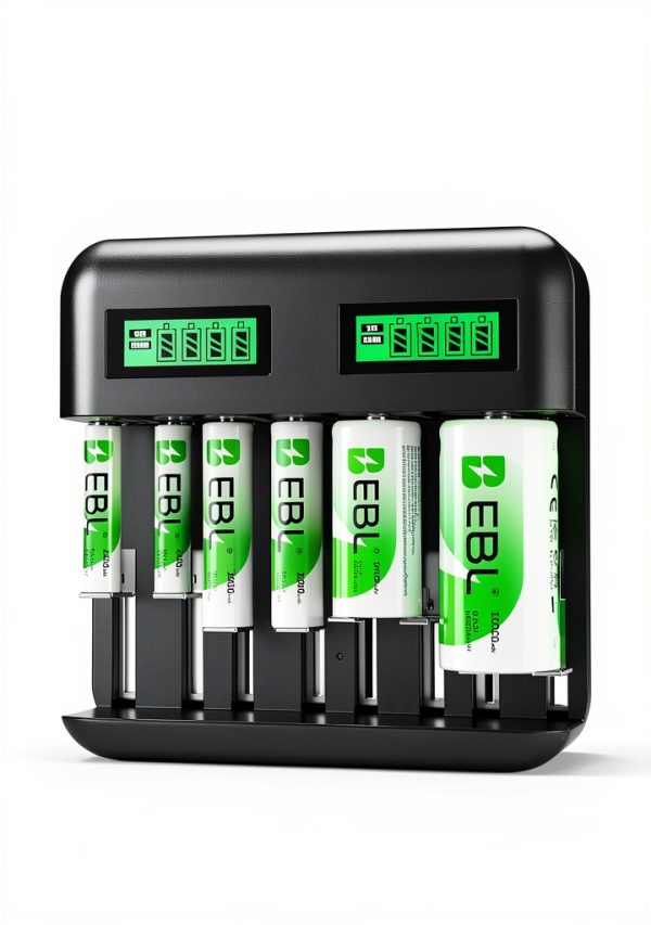 EBL LCD Battery Charger AA AAA C D Fast Charging USB Type C-3