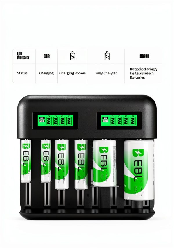 EBL LCD Battery Charger AA AAA C D Fast Charging USB Type C-1