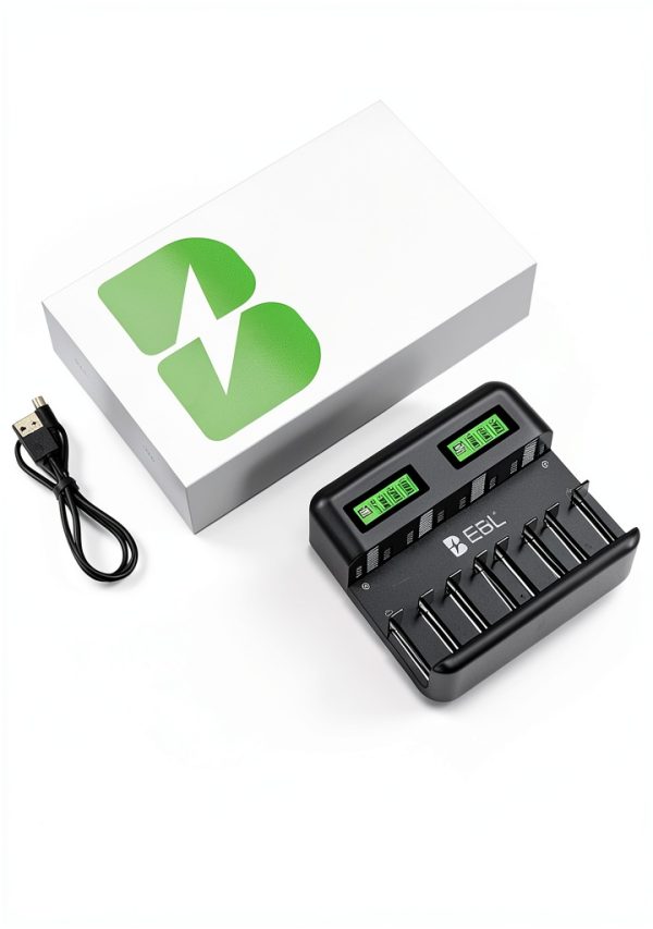 EBL LCD Battery Charger AA AAA C D Fast Charging USB Type C-8
