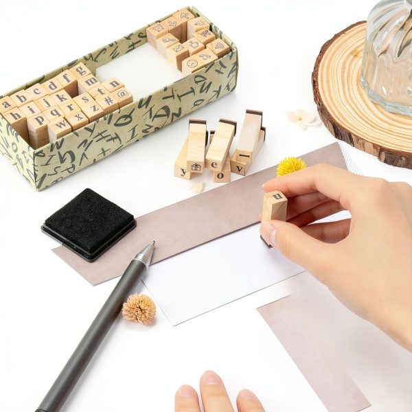 Wooden Stamp Set Toptime 40pcs Wooden Rubber Stamps-3