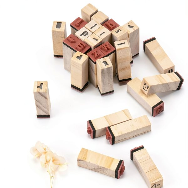 Wooden Stamp Set Toptime 40pcs Wooden Rubber Stamps-1