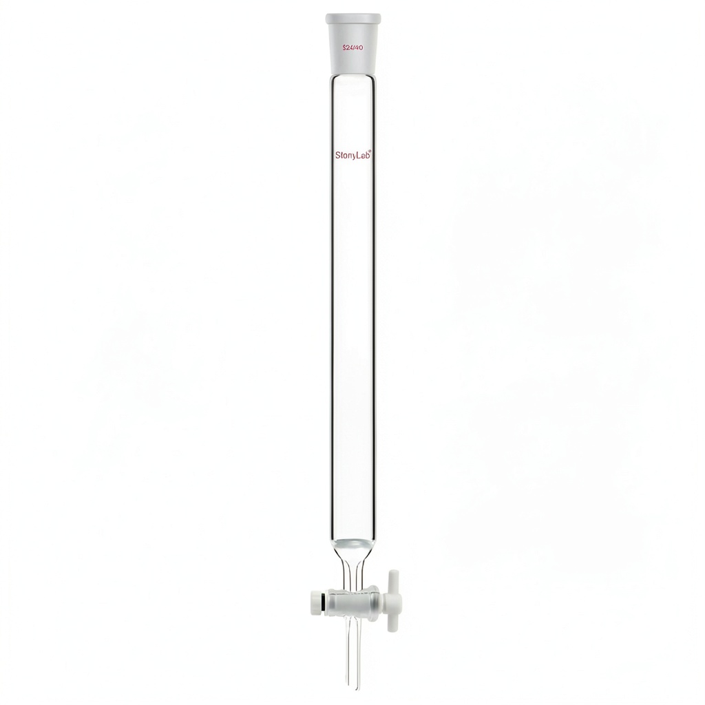 Stonylab chromatography column with PTFE valve and sand plug