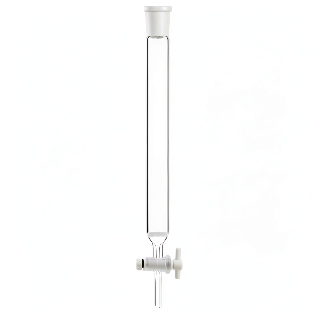 StonyLab chromatography column showing glass body and PTFE valve