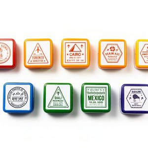 ZJKLY Passport Stamp Set 26 Colorful Plastic Stamps for Kids Crafts-0