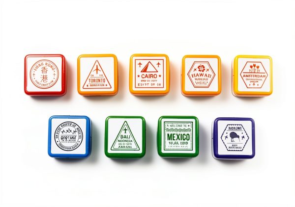ZJKLY Passport Stamp Set 26 Colorful Plastic Stamps for Kids Crafts-0