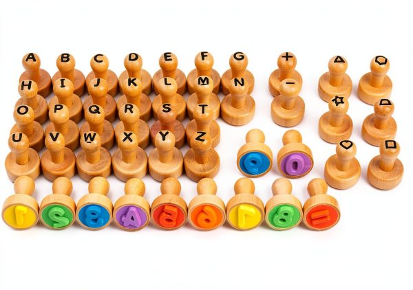 KDSFT Wooden Alphabet & Number Stamps with Shapes Carry Bag YR-0175-5