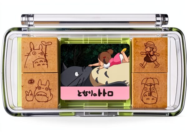 BEVERLY Portable Ghibli Mini Stamp with Ink Pad Autumn Leaf 12.5mm-0