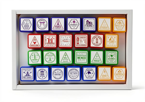 ZJKLY Passport Stamp Set 26 Colorful Plastic Stamps for Kids Crafts-7