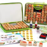 Kids Stamp Set Art with Smile Alphabet Numbers Washable Ink Case-0