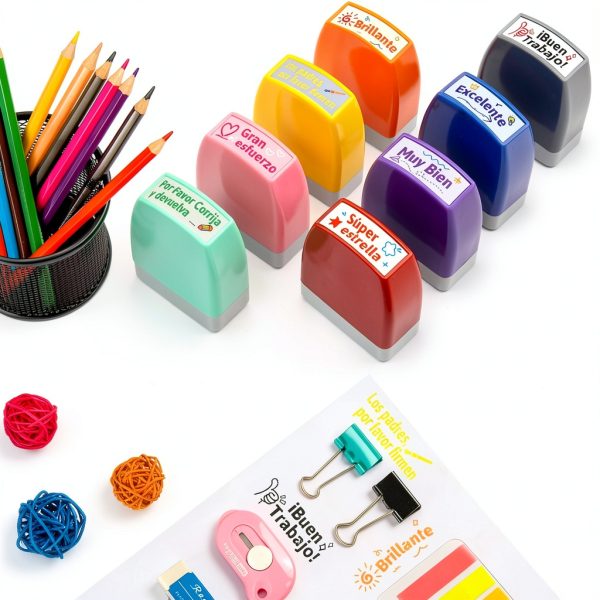 Spanish Stamps Fancy Land Kids Stamping Set Motivational Words-6