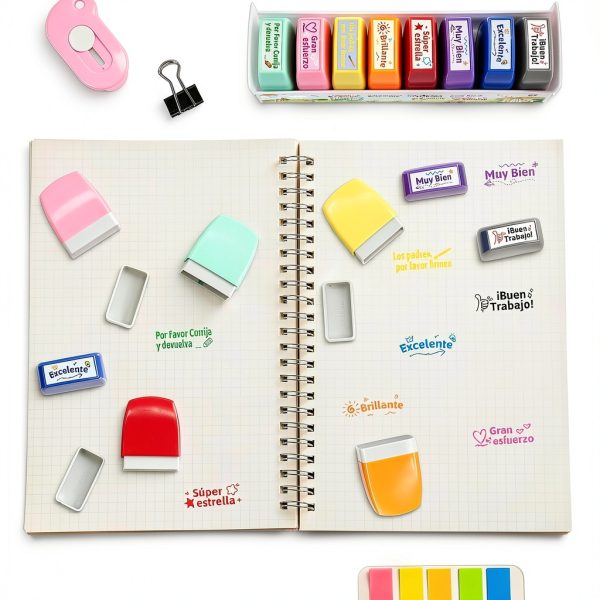 Spanish Stamps Fancy Land Kids Stamping Set Motivational Words-5
