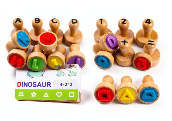 KDSFT Wooden Alphabet & Number Stamps with Shapes Carry Bag YR-0175-1