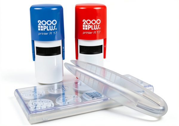 2000 PLUS Red Blue Round Self-Inking Stamp 030360 for Kids Homework-1