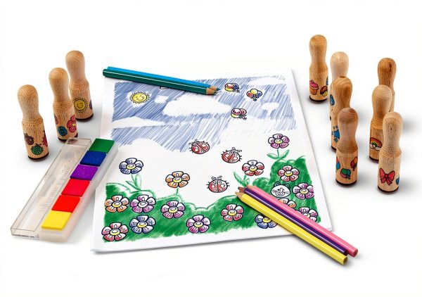 Melissa & Doug Happy Handle Stamp Set with 10 Stamps and 5 Pencils-3