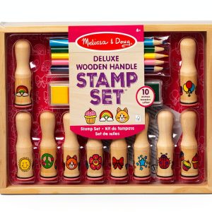 Melissa & Doug Happy Handle Stamp Set with 10 Stamps and 5 Pencils-0