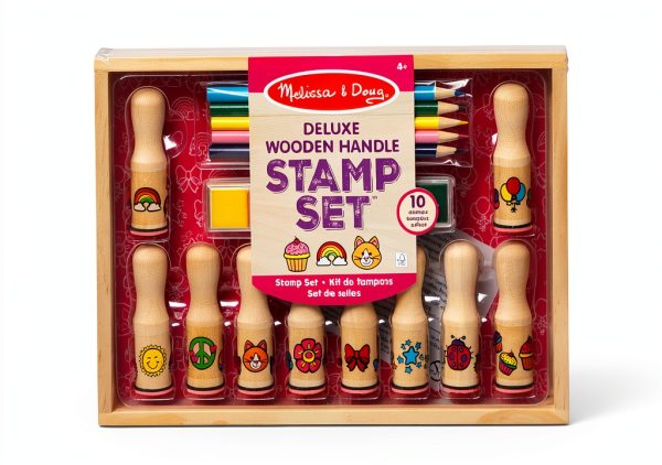 Melissa & Doug Happy Handle Stamp Set with 10 Stamps and 5 Pencils-0