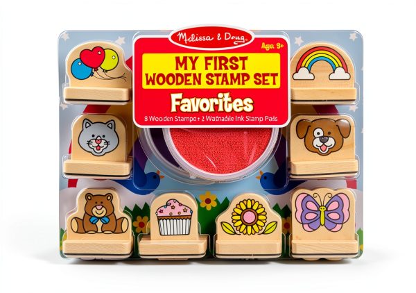 Melissa & Doug My First Wooden Stamp Set – 8 Stamps + 2 Ink Pads-0