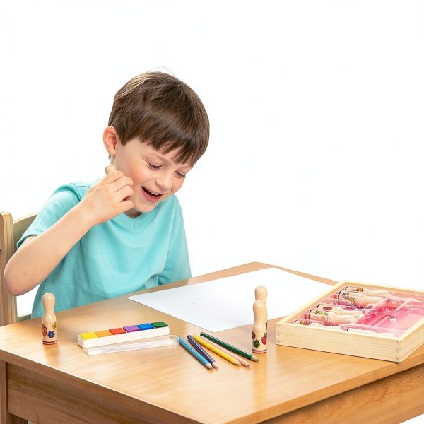 Melissa & Doug Happy Handle Stamp Set with 10 Stamps and 5 Pencils-4