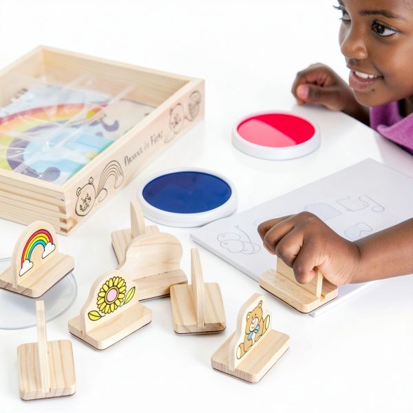 Melissa & Doug My First Wooden Stamp Set – 8 Stamps + 2 Ink Pads-1
